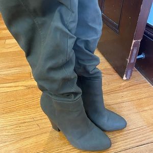 Olive Slouchy Tall Heeled Boot
